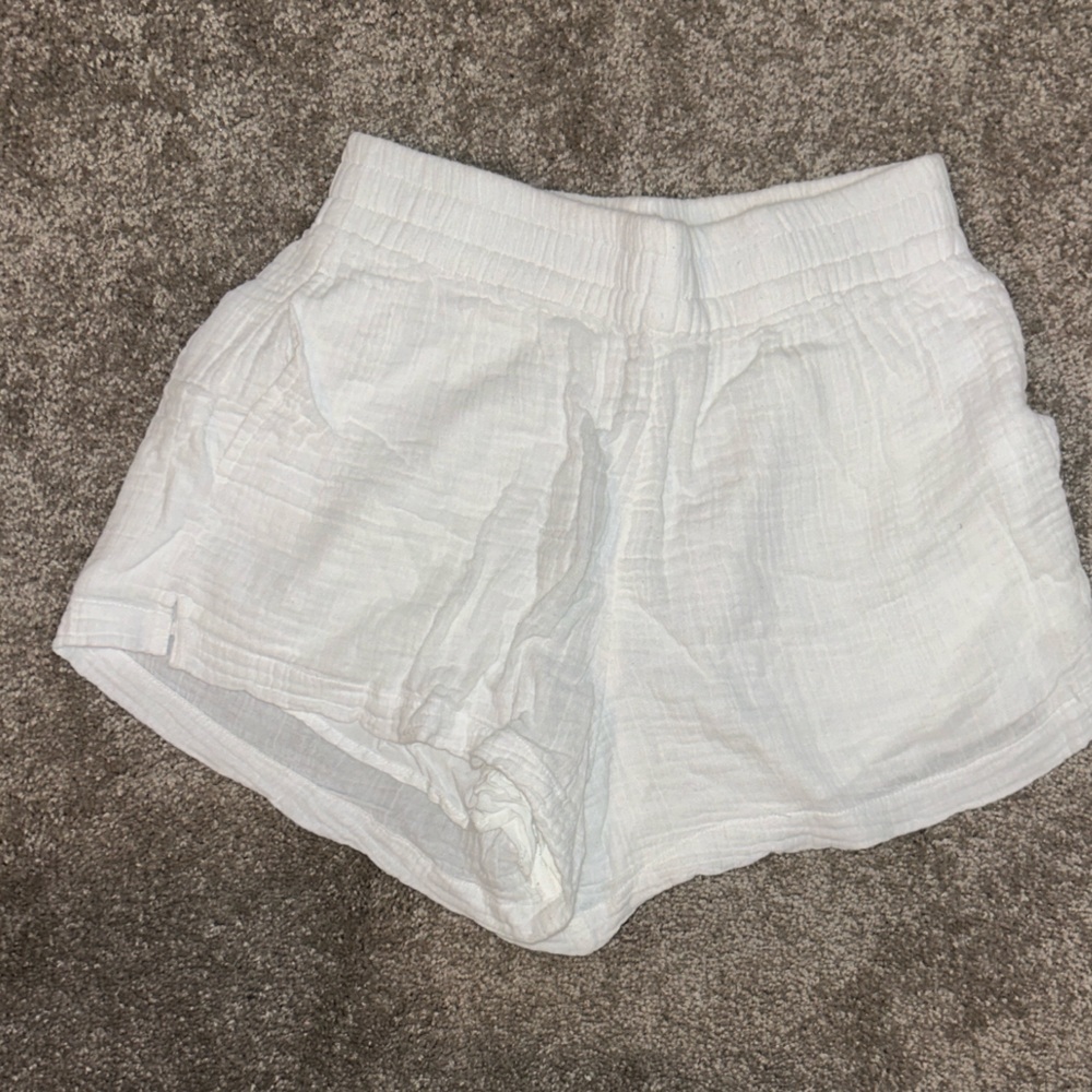 White linen shorts